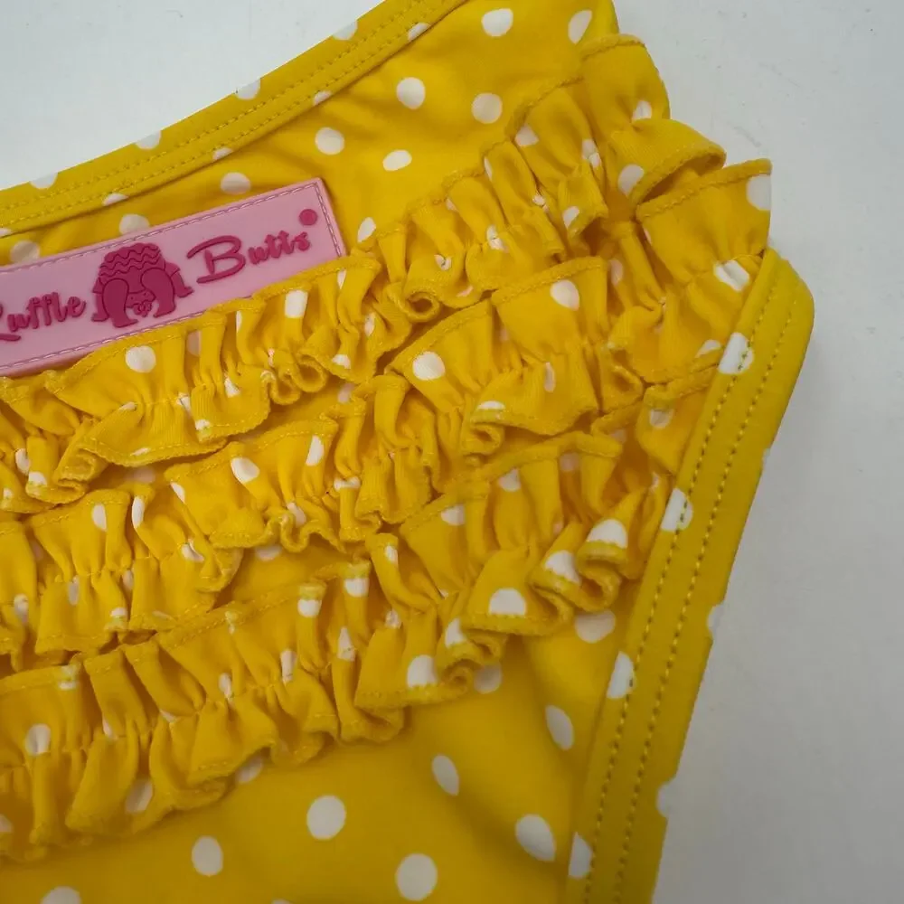 Ruffle Butts Bikini Bottoms Size 6-12 Months Baby Girl Yellow Polka Dot Swim